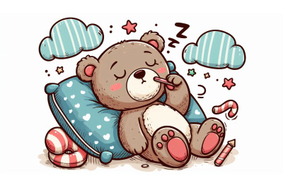 Doodle Bear Sleeping Sketch