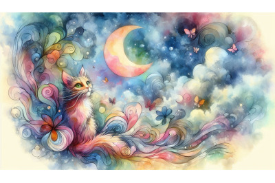 Dreamy Petals Cat