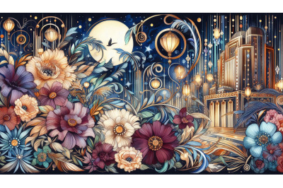 Floral Night Scene
