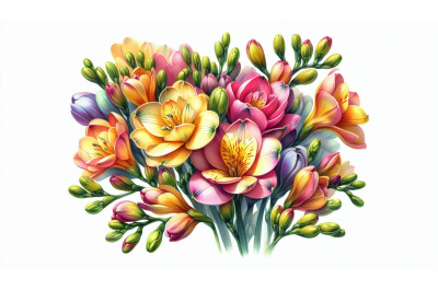 Freesia Bright Watercolor