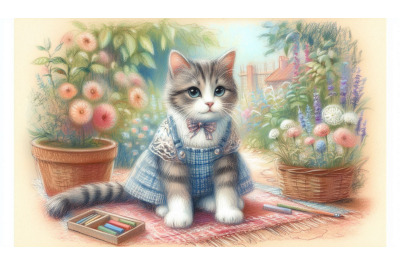 Garden Cat Pastel