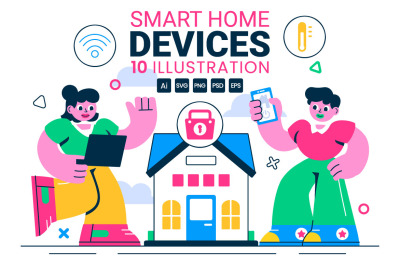 10 Smart Home Devices Illustration
