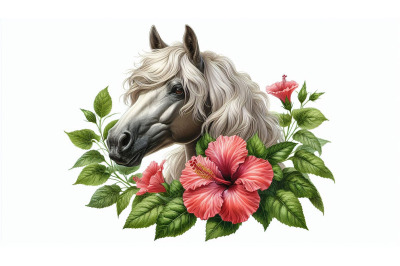 Horse Hibiscus Realism