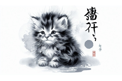 Kitten Painting Japanese