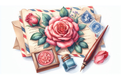 Letter Rose Watercolor