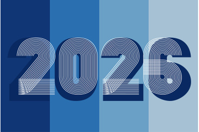 Retro cover background with horizontal 2026 number on geometric blue