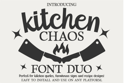 Kitchen Chaos Font: Playful Handwritten &amp; Serif Letters for Farmhouse