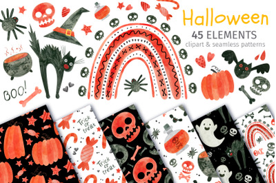 Bloody Red Halloween Clipart, Rainbows &amp; Patterns