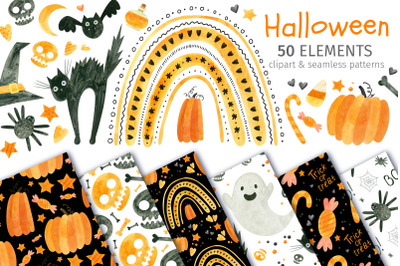 Orange Halloween Clipart &amp; Patterns
