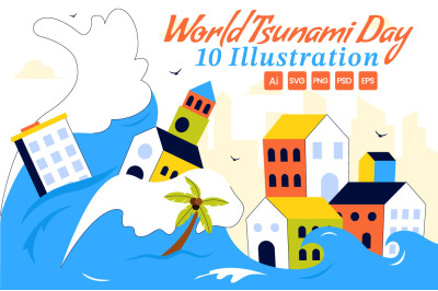 10 World Tsunami Awareness Day Illustration