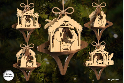 3D Nativity Scene Ornaments Bundle