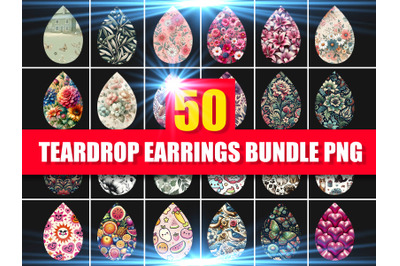 50 Teardrop Earrings Bundle PNG
