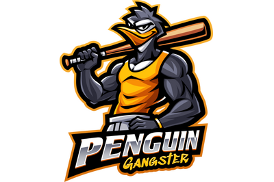 Penguin gangster esport mascot logo design