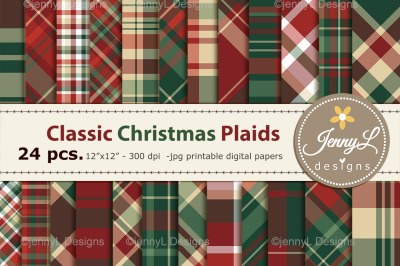 Classic Christmas Plaids Digital Papers