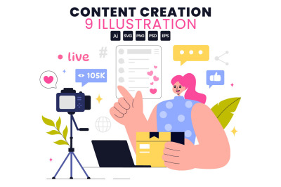 9 Digital Marketing Content Creation Illustration