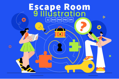 9 Escape Room Puzzle Challenge Illustration