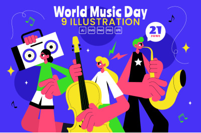 9 World Music Day Illustration