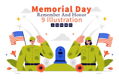 9 Patriotic Memorial Day Illustration