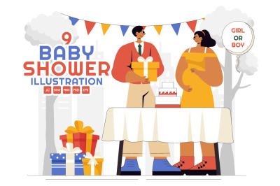 9 Baby Shower Celebration Illustration
