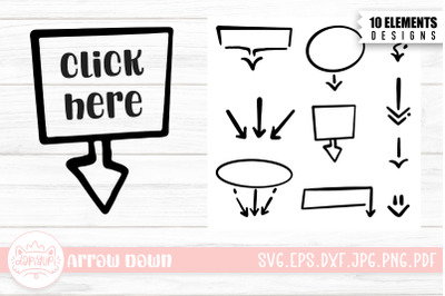 Hand Drawn Arrow Down Elements Bundle