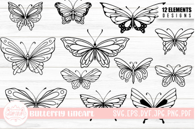 Butterfly Doodle LineArt Laser Cut SVG Bundle