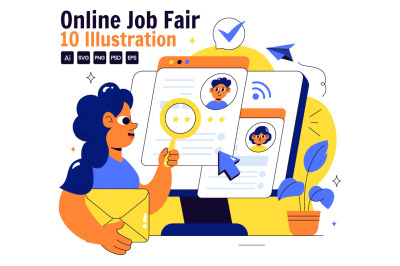 10 Online Job Fair Illustration