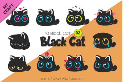 Set of Black Cats 02. T-Shirt, PNG.
