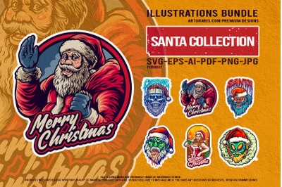 Spooky Santa Claus Haunted Christmas Graphic Illustration Bundle