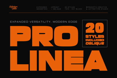 Prolinea  Expanded Geometric Sans Serif Family