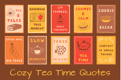 Cozy Tea Time Quotes Vintage Posters
