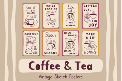 Coffee &amp; Tea Vintage Sketch Posters