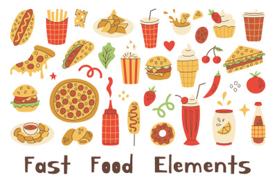 Fast Food Elements PNG Clipart