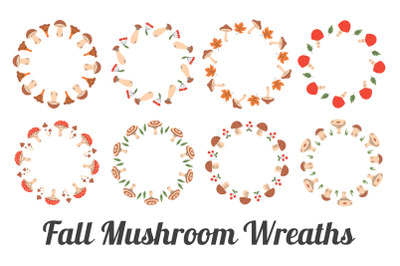 Fall Mushroom Wreaths PNG Clipart