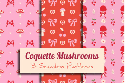 Coquette Mushrooms Seamless Patterns