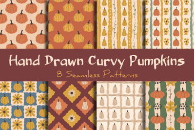 Hand Drawn Pumpkin Seamless Patterns &amp; Papers