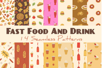 Fast Food And Drink Seamless Patterns