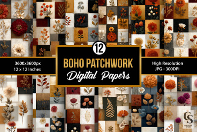 Boho Patchwork Floral Seamless Patterns