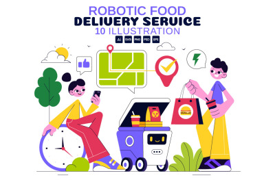 10 Robotic Food Delivery Service Illustration