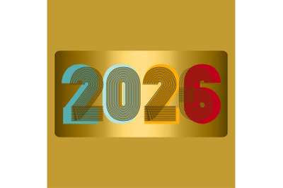Modern cover background with colorful 2026 number on golden foil