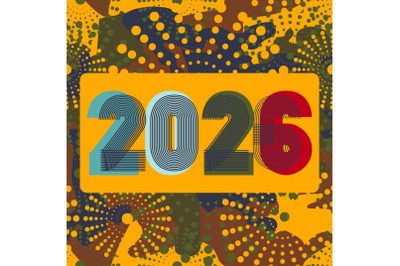 Modern cover 2026 number with fireworks on abstract background Graphic