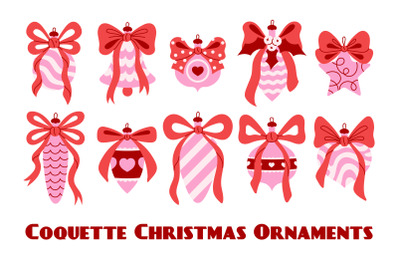 Coquette Christmas Ornaments PNG Clipart