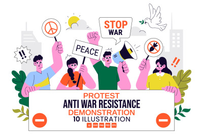 10 Anti War Resistance Demonstration Illustration