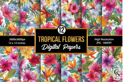 Tropical Floral Garden Digital Paper