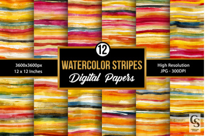 Watercolor Stripes Digital Paper