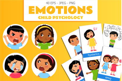 Emotion Flashcards for Child Psychology, ESL, Classroom Learning