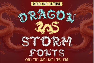 Dragon Storm Font SVG OTF TTF  Fantasy Bold &amp; Outline Letters