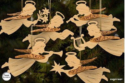 3D Christmas Angels Ornament Bundle