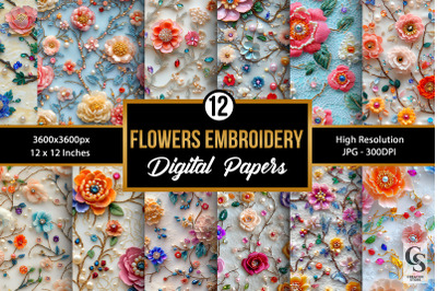 Beaded Floral Embroidery Seamless Patterns