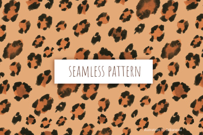 Watercolor Leopard Print Seamless Pattern