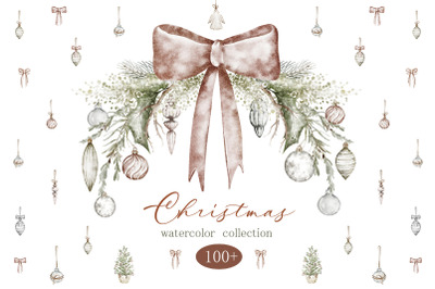Rustic Watercolor Christmas Designs - Clipart &amp; Card Templates
